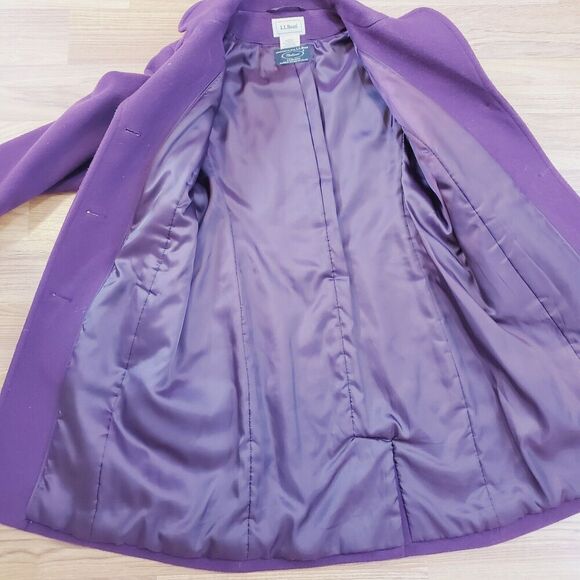 L.L. Bean Womens 6 Petite Bellandi Italian Wool Overcoat Thinsulate Plum Purple - Picture 9 of 11